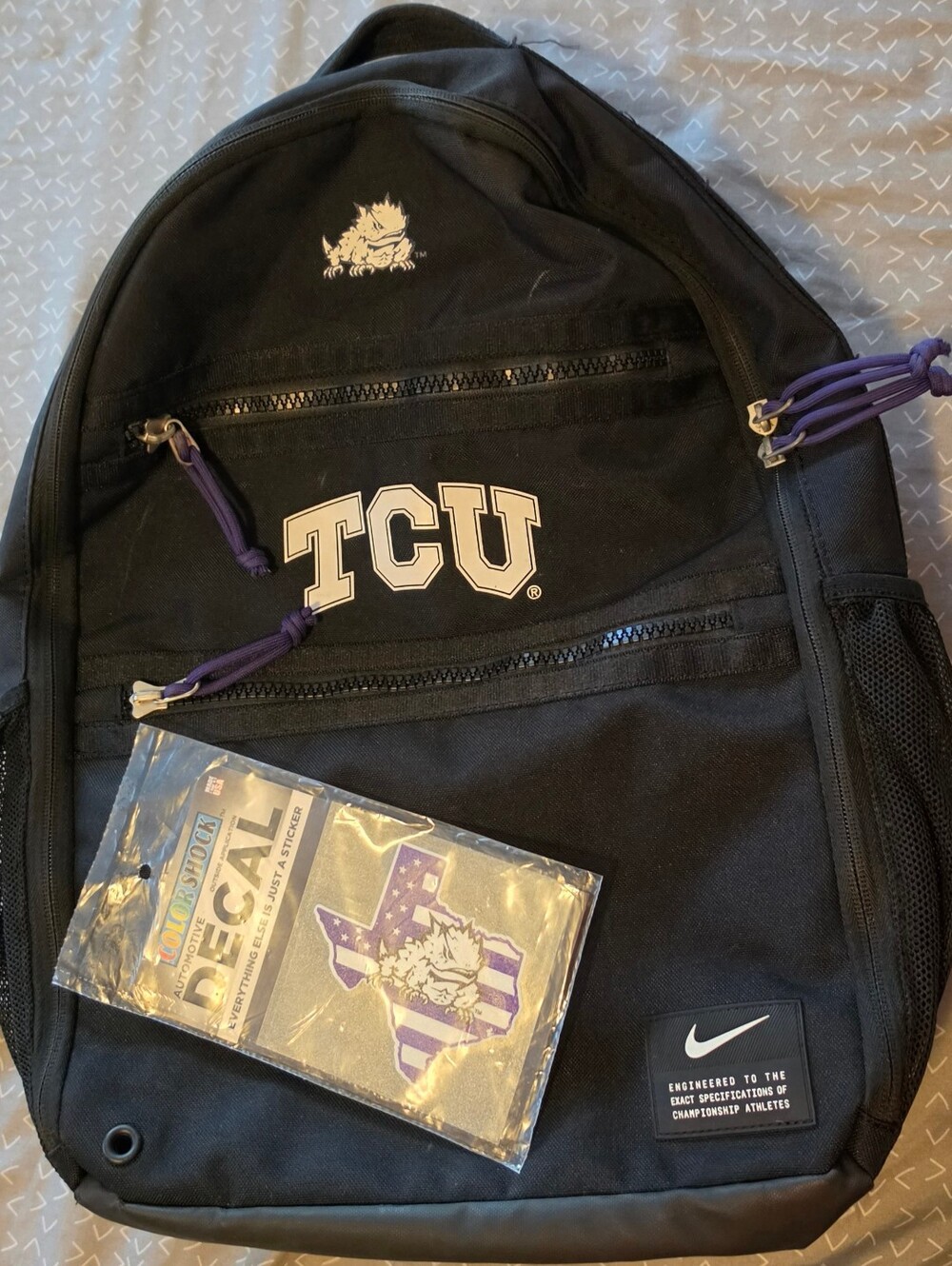 Nike TCU Horned Frogs Utility Heat Backpack Black Purple